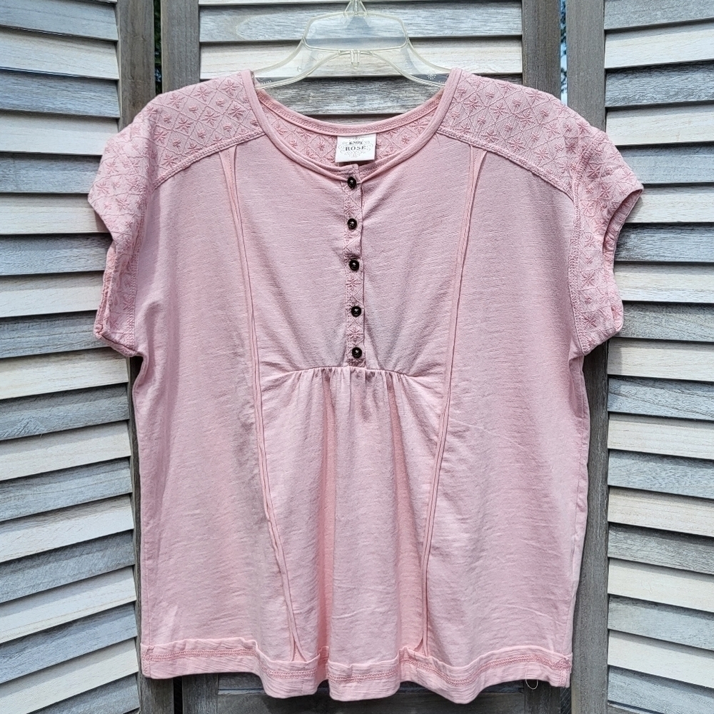 Women's Short Sleeve Henley Shirt | Knox Rose | Small